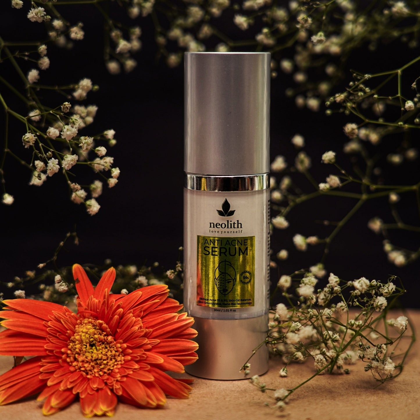 Neolith Anti Acne Serum - with Ginger Root Extract, Grape Fruit Extract, Resin Extract || 94% Organic || No Parabens, Silicon and Mineral Oil -30ml