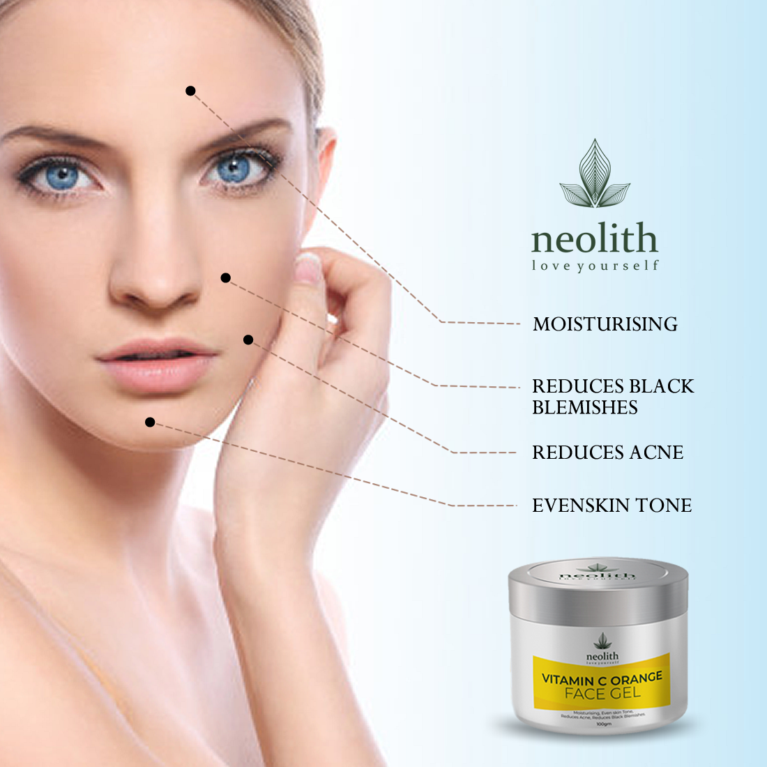 Neolith Vitamin C Orange Face Gel -Gel Scrub, Oil control, Hydrating, Refreshing, Cooling, Moisturizing, Skin brightening, Polishing | 100 gm
