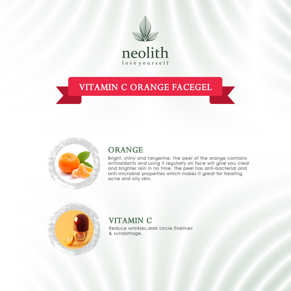 Neolith Vitamin C Orange Face Gel -Gel Scrub, Oil control, Hydrating, Refreshing, Cooling, Moisturizing, Skin brightening, Polishing | 100 gm