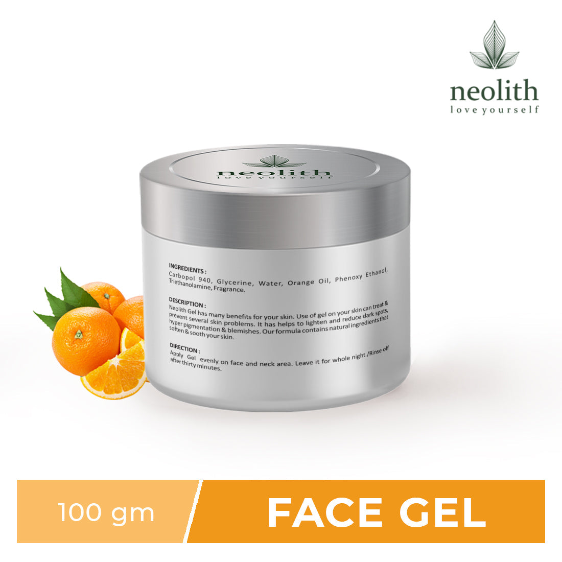 Neolith Vitamin C Orange Face Gel -Gel Scrub, Oil control, Hydrating, Refreshing, Cooling, Moisturizing, Skin brightening, Polishing | 100 gm