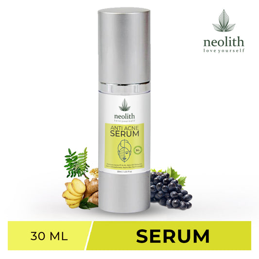 Neolith Anti Acne Serum - with Ginger Root Extract, Grape Fruit Extract, Resin Extract || 94% Organic || No Parabens, Silicon and Mineral Oil -30ml