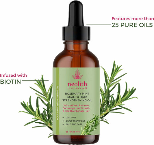Neolith Natural Rosemary oil for Hair Growth with Mint and Biotin | For Hair growth, Strong roots, Scalp nourishment, Anti Dandruff