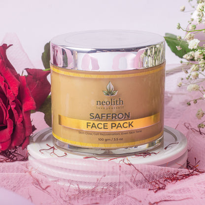 Neolith Saffron Face Pack || Skin Brightening Clay Face Mask For Glowing Skin, Tan Removal, Oil Control, Acne & Fairness || Organic || For Women & Men || 100g