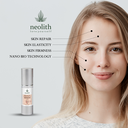 Neolith Argan Oil Over Night Face Serum || Anti Aging Face Serum for skin collagen boosting and skin tightening 30 ML || No Parabens & Sulphates, No Silicon & Mineral oil, Not Tested on Animals || 94% Organic || Nano Bio Technology Korea