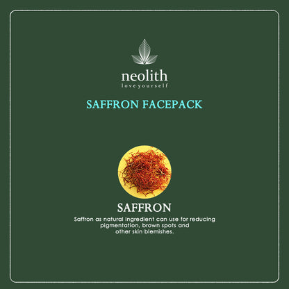 Neolith Saffron Face Pack || Skin Brightening Clay Face Mask For Glowing Skin, Tan Removal, Oil Control, Acne & Fairness || Organic || For Women & Men || 100g