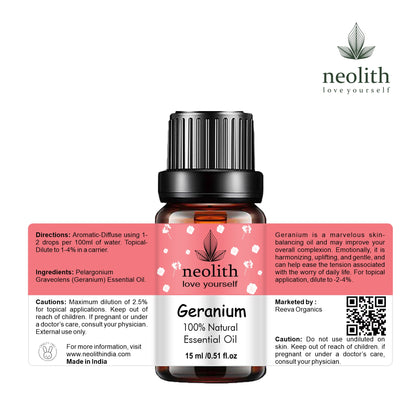 Neolith 100% Pure Geranium Essential Oil- 15 ML | Undiluted