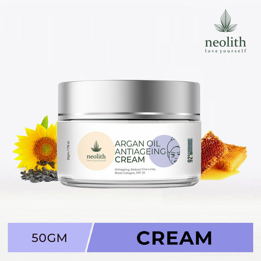 Neolith Anti Aging Face Cream with Argan oil and Kokum butter with SPF 25+ for Skin repair, Firming, Tightening, Moisturizing, Lines & Wrinkles, Glowing skin | Collagen Face Cream | 92% Organic | 50gm || For Women & For Men