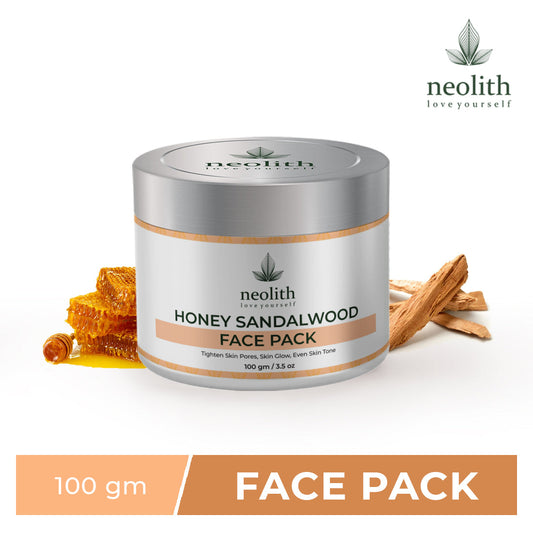 Neolith Honey Sandalwood Face Pack || Skin Brightening Clay Face Mask For Healthy and Glowing Skin, Tan Removal, Oil Control, Black head removal, Acne || 100% Organic || For Women & Men || 100gm