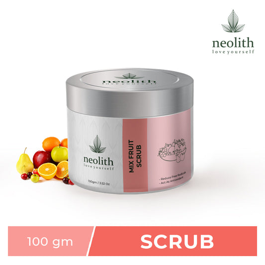 Neolith Mix Fruit Scrub || Winter Scrub || Gentle Exfoliating Face Scrub For Dry and Dull skin, Removes dead skin, Reduce Blackheads & Whiteheads, With Almond Oil, ECOCERT Certified raw materials, Paraben & Sulphate Free -100 gm || For Women & Men