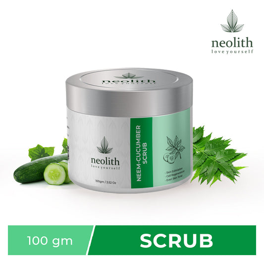 Neolith Neem Cucumber Scrub || Winter Scrub || Exfoliating Face Scrub For Acne Prone Skin, Reduce Blackheads & Whiteheads, Ideal For Dry & Dull Skin, With Almond Oil, ECOCERT Certified raw materials, Paraben & Sulphate Free -100 gm || For Women & Men
