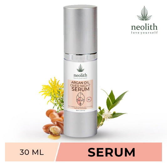 Neolith Argan Oil Over Night Face Serum || Anti Aging Face Serum for skin collagen boosting and skin tightening 30 ML || No Parabens & Sulphates, No Silicon & Mineral oil, Not Tested on Animals || 94% Organic || Nano Bio Technology Korea